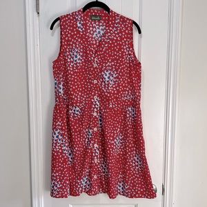 Maude Red white & blue button up sleeveless flowy dress with circle pattern